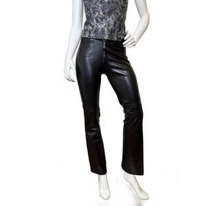 Absolu Paris Faux Leather Front Pants Size 0 Black Stretch Back Zip France